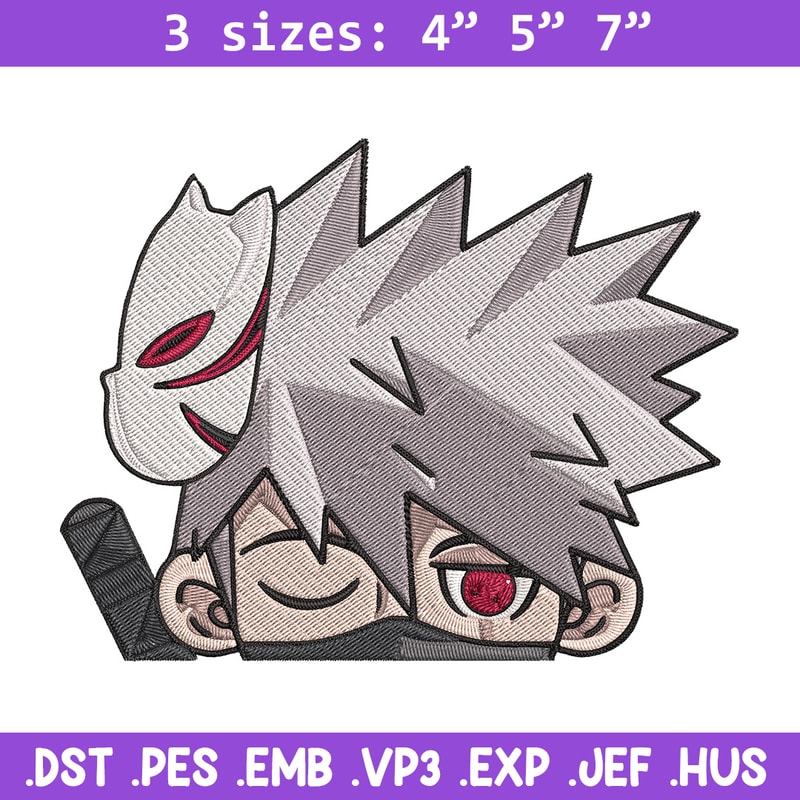 Kakashi Peeker Embroidery Design, Naruto Embroidery, Embroidery File, Anime Embroidery, Anime shirt, Digital download..jpg