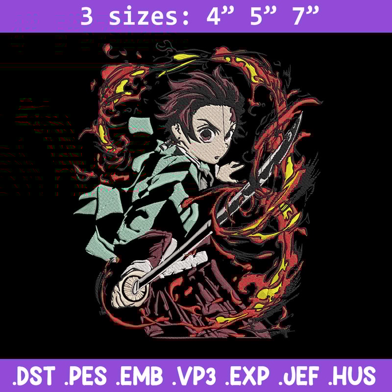Kamado Tanjiro Embroidery Design, Demon slayer Embroidery, Embroidery File, Anime Embroidery, Digital download..jpg