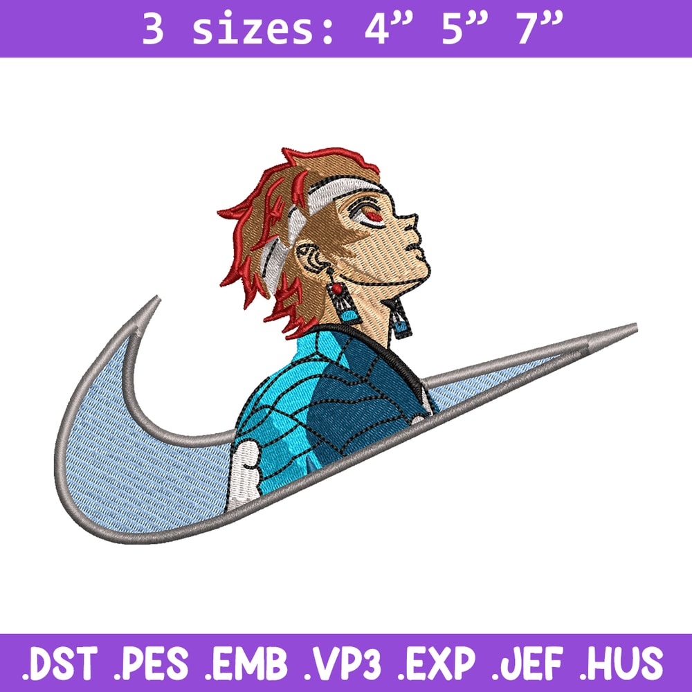 Kamado Tanjiro Nike embroidery design, Kimetsu no Yaiba embroidery, Nike design, anime design, Digital download.jpg