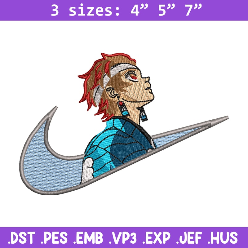 Kamado Tanjiro Nike embroidery design, Kimetsu no Yaiba embroidery, Nike design, anime design, Digital download.jpg