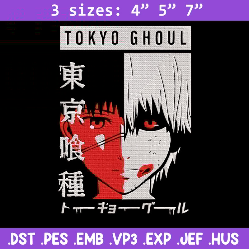 Ken kaneki poster Embroidery Design, Tokyo Ghoul Embroidery, Embroidery File, Anime Embroidery, Digital download.jpg