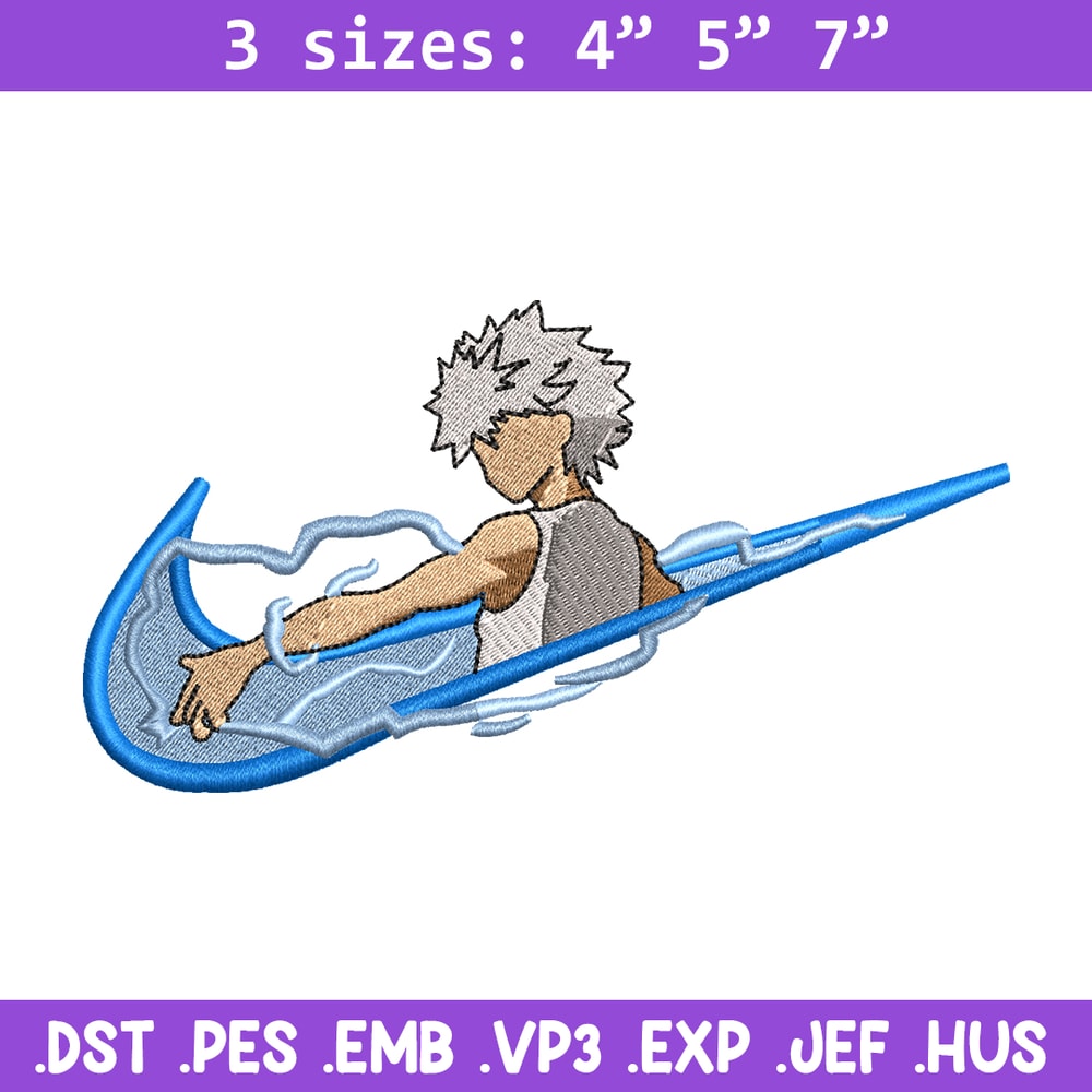 Killua Zoldyck Nike embroidery design, Hunter x hunter embroidery, Nike design, anime design, Digital download.jpg