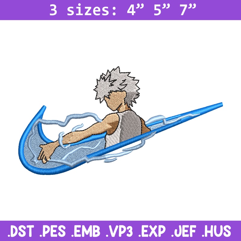 Killua Zoldyck Nike embroidery design, Hunter x hunter embroidery, Nike design, anime design, Digital download.jpg