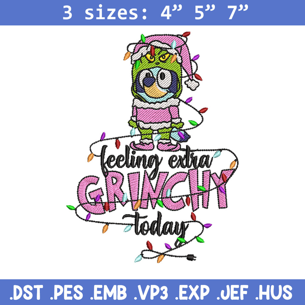 Bluey x grinch embroidery design, Bluey embroidery, Chrismas design, Embroidery file, Embroidery shirt, Digital download.jpg