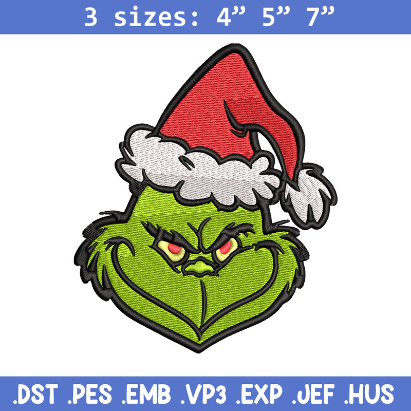 Christmas Grinch Face Embroidery design, Grinch christmas Embroidery, Embroidery File, Grinch design, Instant download..jpg