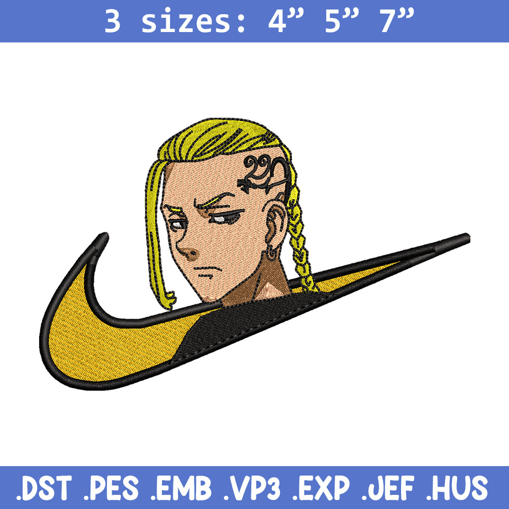 Draken nike embroidery design, Tokyo Revengers embroidery, nike design, anime design, anime shirt, Digital download.jpg