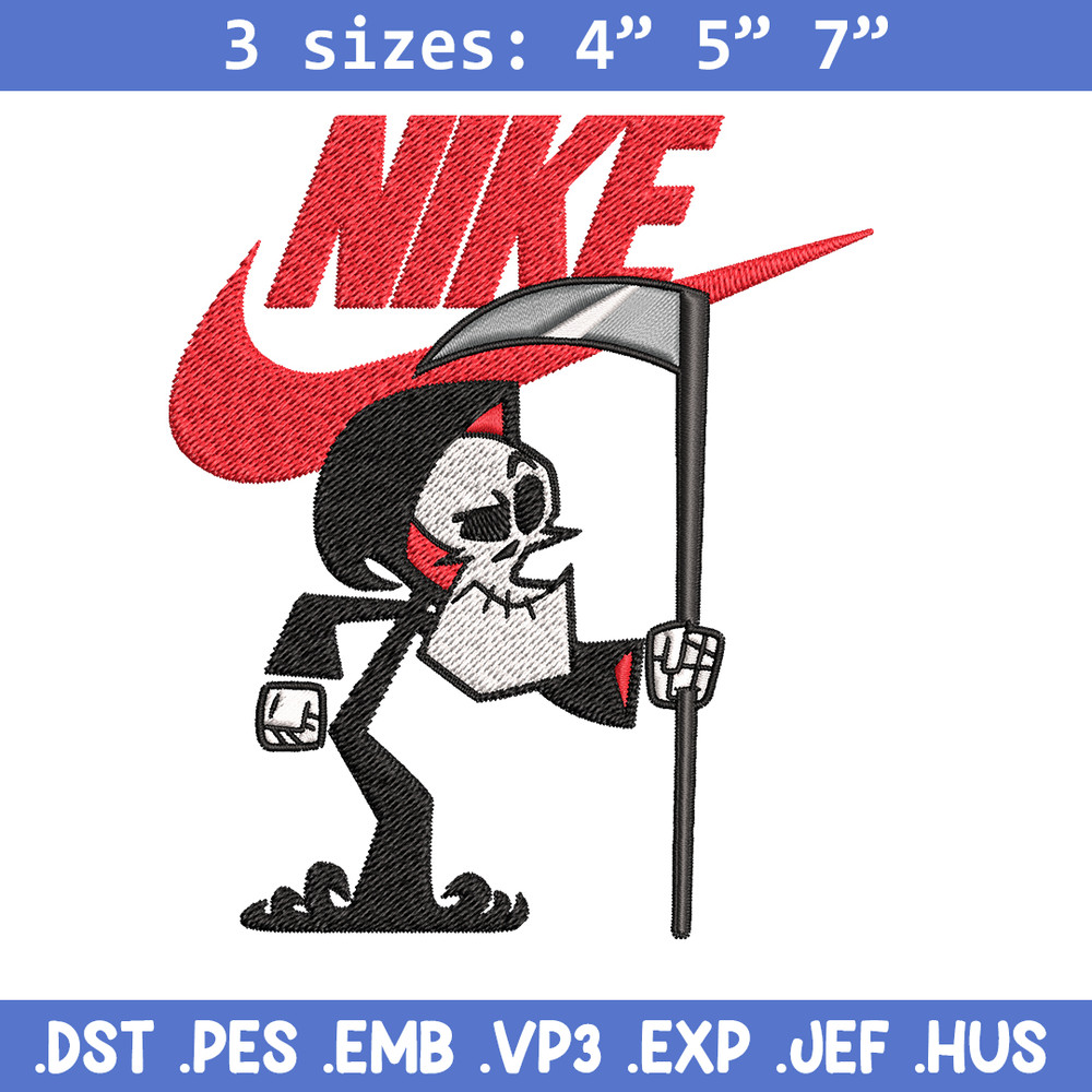 Grim cartoon Nike Embroidery design, Grim cartoon Embroidery, Nike design, Embroidery file, logo shirt, Instant download.jpg