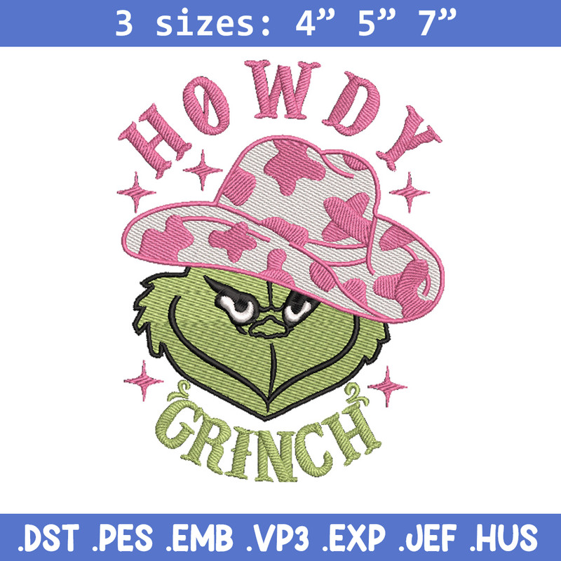 Howdy grinch embroidery design, Grinch embroidery,Chrismas design, Embroidery shirt, Embroidery file, Digital download.jpg