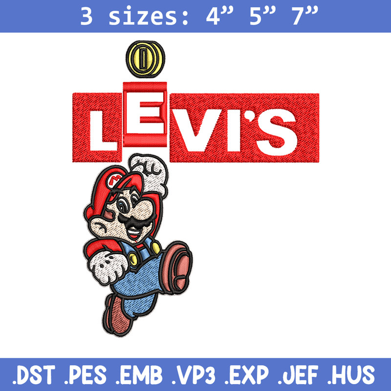 Levi's Mario Embroidery design, Levi's Mario Embroidery, cartoon design, Embroidery File, Levi's logo, Instant download.jpg