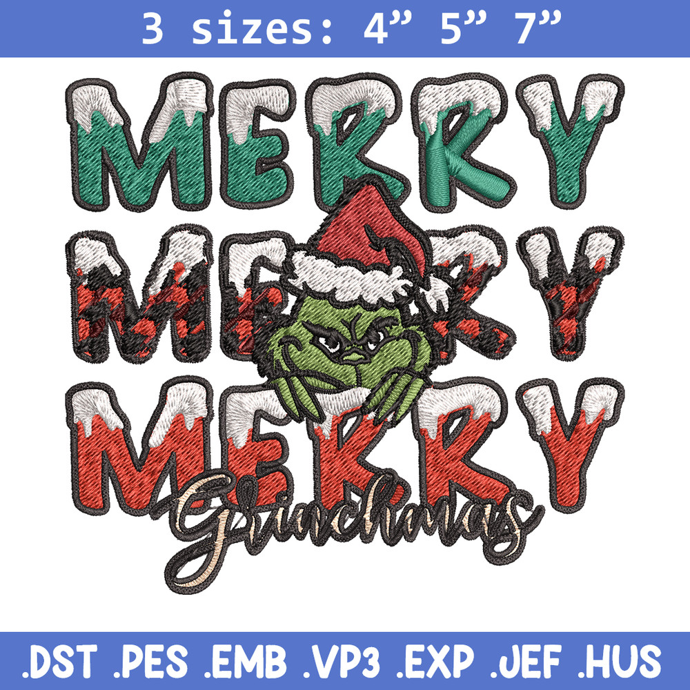 Merry Grinch logo Embroidery design, Grinch Christmas Embroidery, Grinch design, Embroidery File, Digital download..jpg