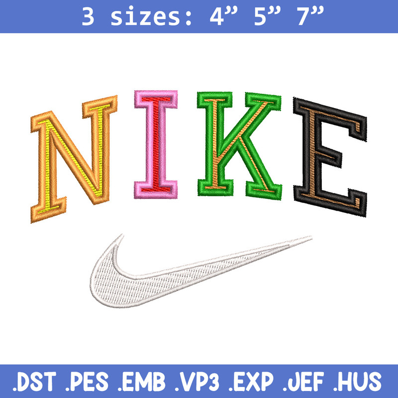 Nike color embroidery design, Nike embroidery, Nike design, Embroidery shirt, Embroidery file, Digital download.jpg