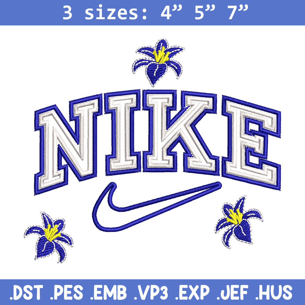 Nike flower embroidery design, Flower embroidery, Nike design, Embroidery shirt, Embroidery file, Digital download.jpg