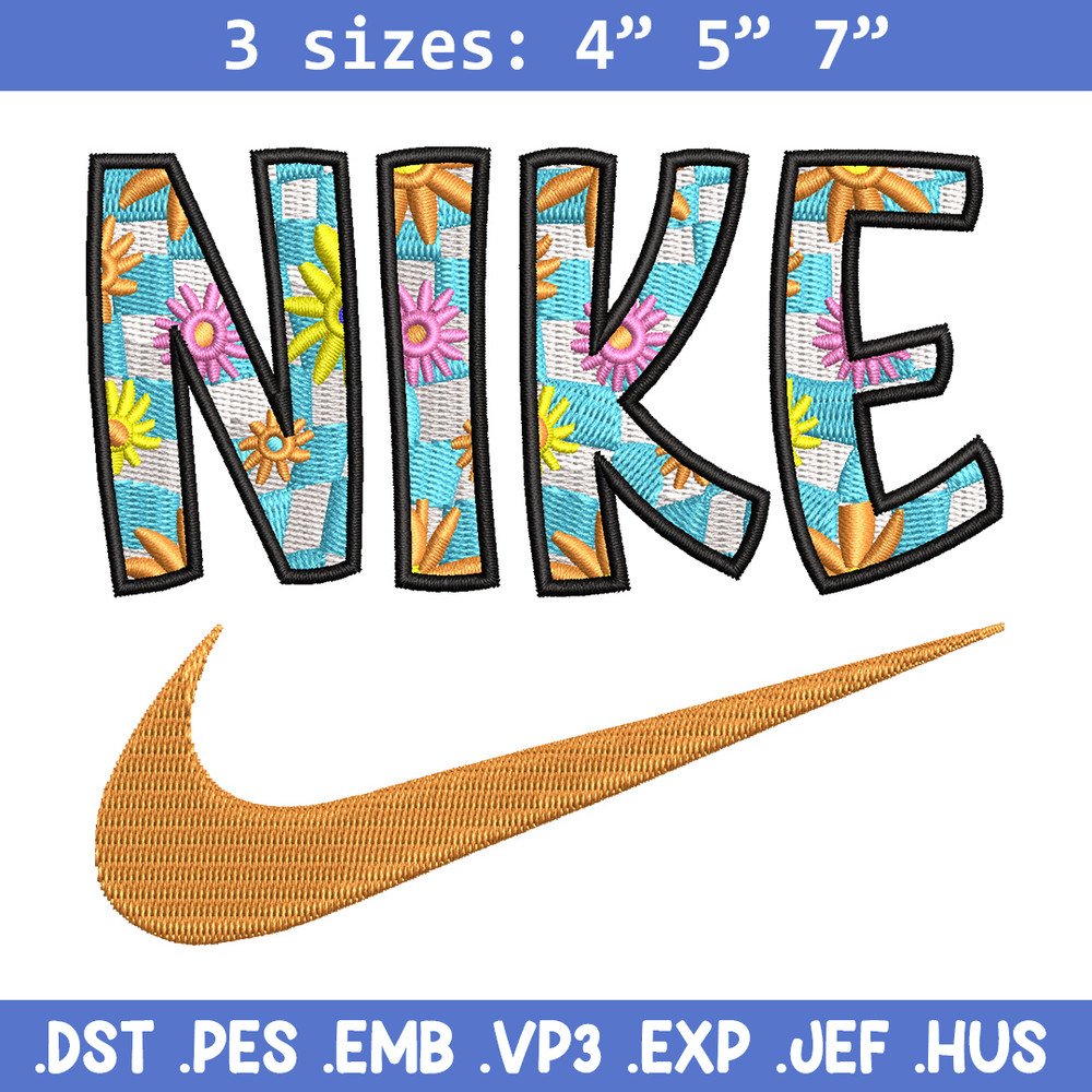 Nike flower embroidery design, Flower embroidery, Nike design, Embroidery shirt, Embroidery file,Digital download.jpg