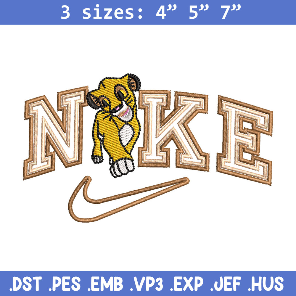 Nike lion child embroidery design, Lion king embroidery,Nike design, Embroidery shirt, Embroidery file, Digital download.jpg
