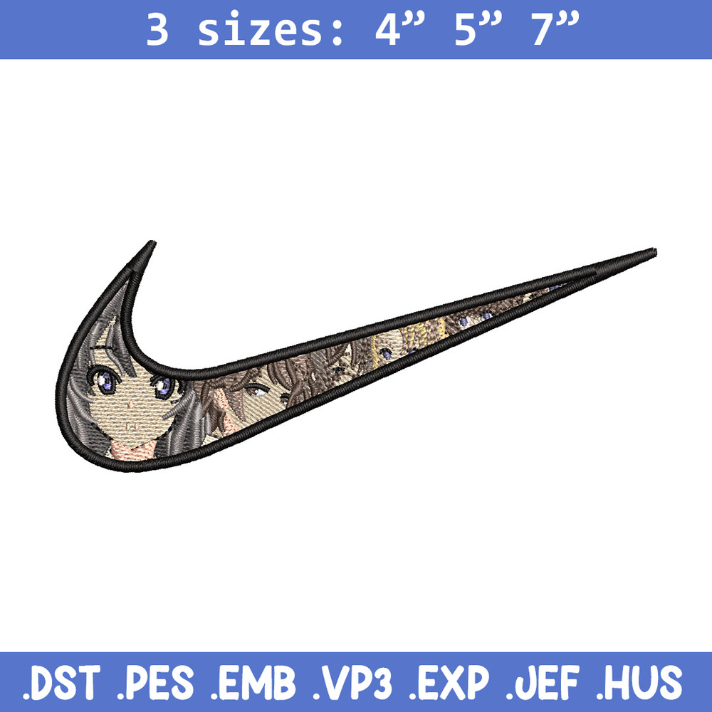 Nike mai embroidery design, Seishun Buta embroidery, Nike design,Embroidery file,Embroidery shirt,Digital download.jpg