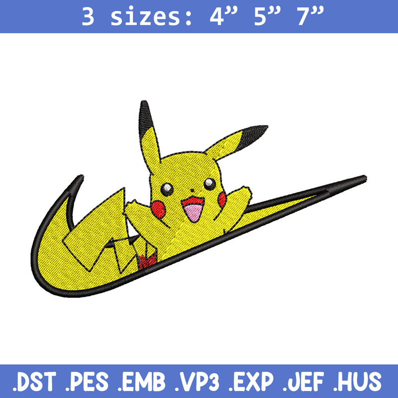 Nike Pikachu embroidery design, Pokemon embroidery, Nike design, anime design, anime shirt, Digital download.jpg