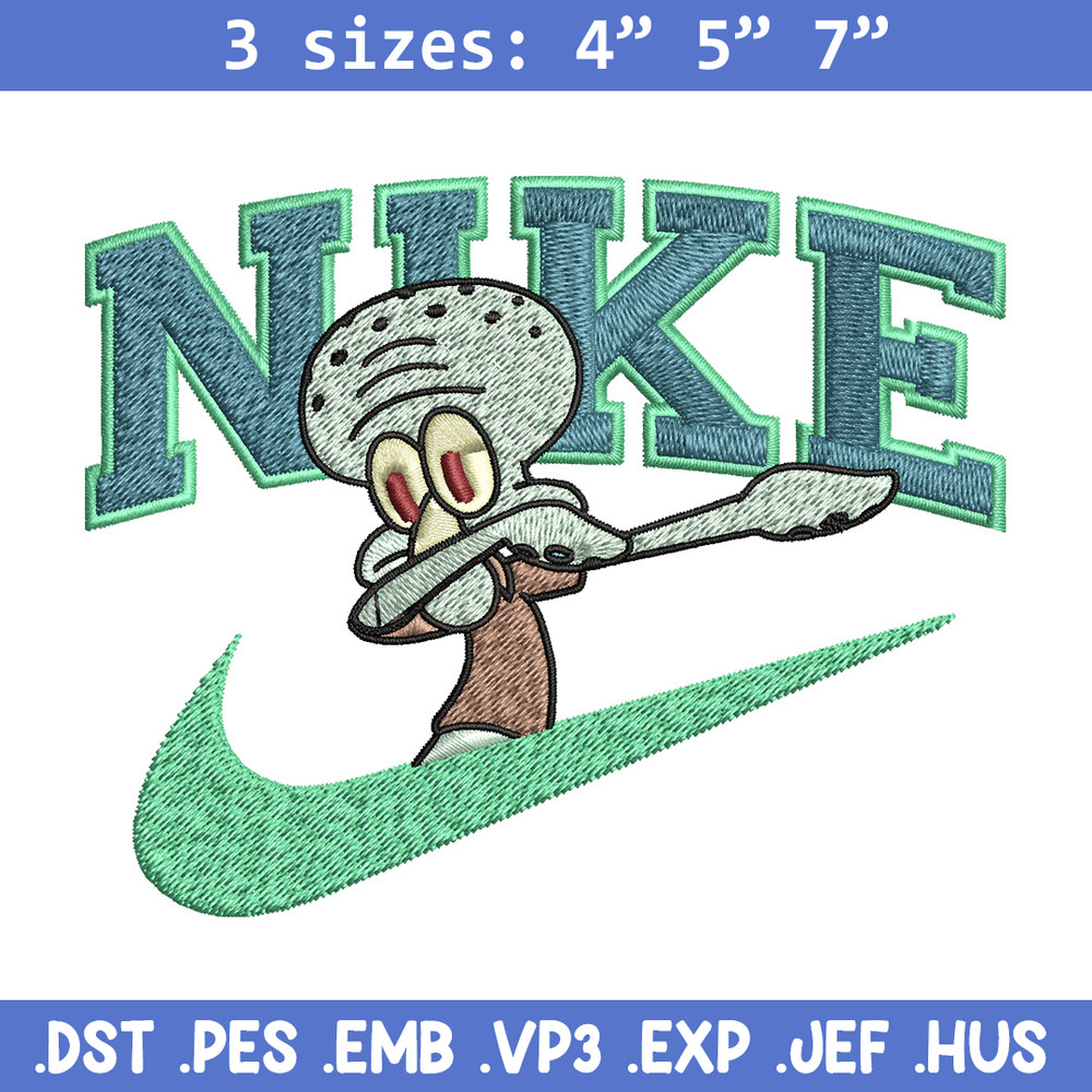 Nike Squidward Embroidery Design, Spongebob Embroidery, Nike Embroidery, Embroidery File, Logo shirt, Digital download.jpg