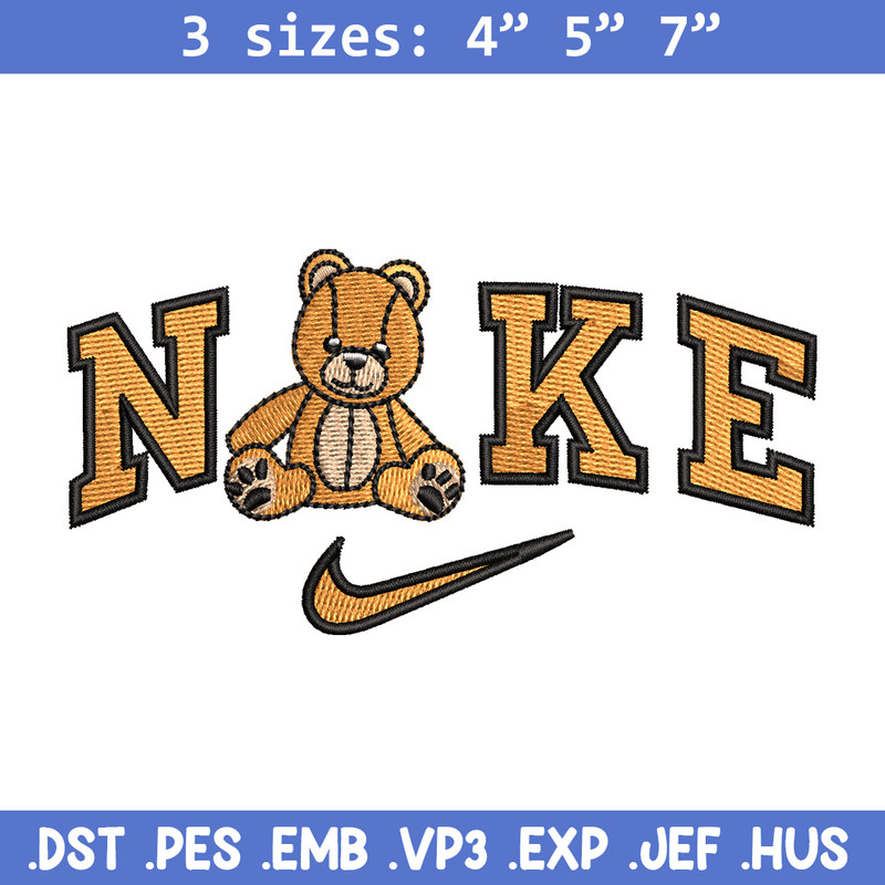 Nike teddy bear embroidery design, Bear embroidery, Nike design,Embroidery file,Embroidery shirt,Digital download.jpg