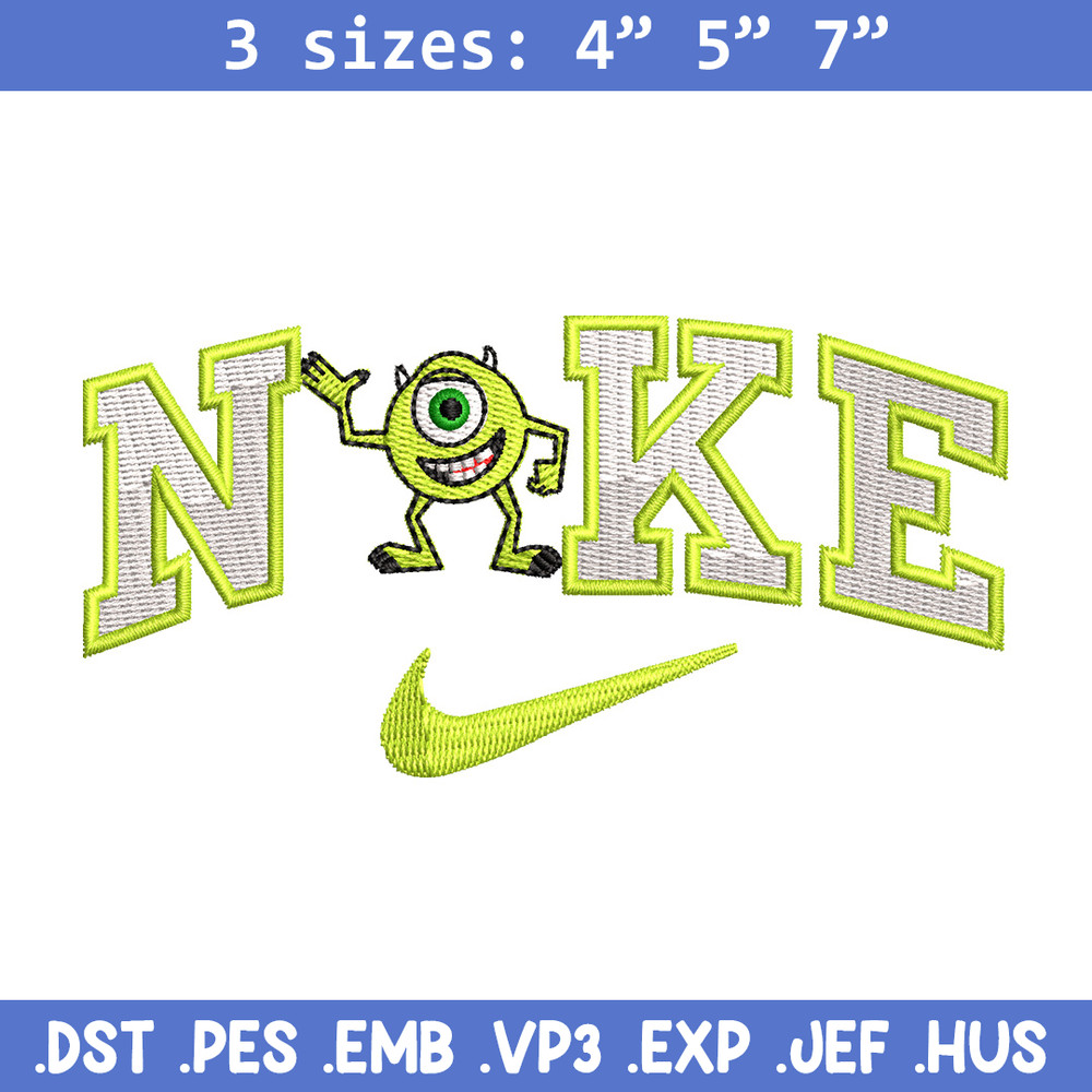 Nike x mike embroidery design, Disney embroidery, Nike design, Embroidery shirt, Embroidery file, Digital download.jpg