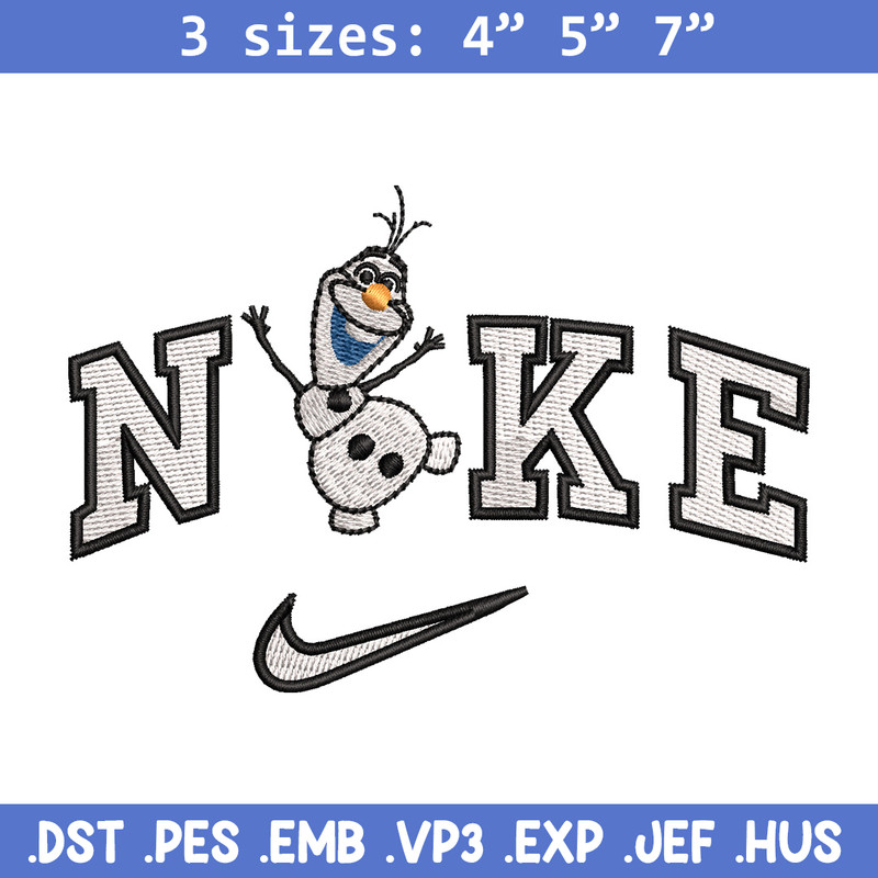 Nike x olaf embroidery design, Disney embroidery, Nike design, Embroidery shirt, Embroidery file, Digital download.jpg