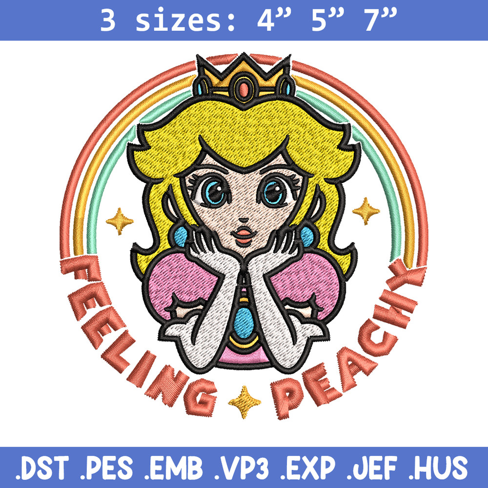 Princess Peach Feeling Peachy Embroidery design, Feeling Peachy Embroidery, Embroidery File, Digital download..jpg