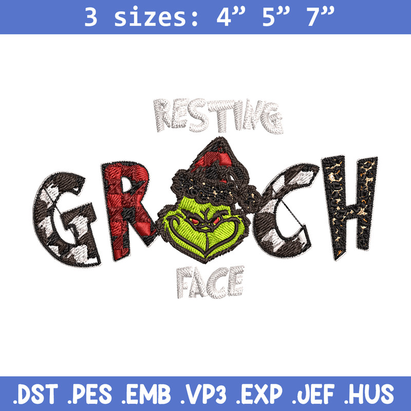 Resting Grinch Face Embroidery design, Grinch christmas Embroidery, Grinch design, Embroidery File, Instant download..jpg