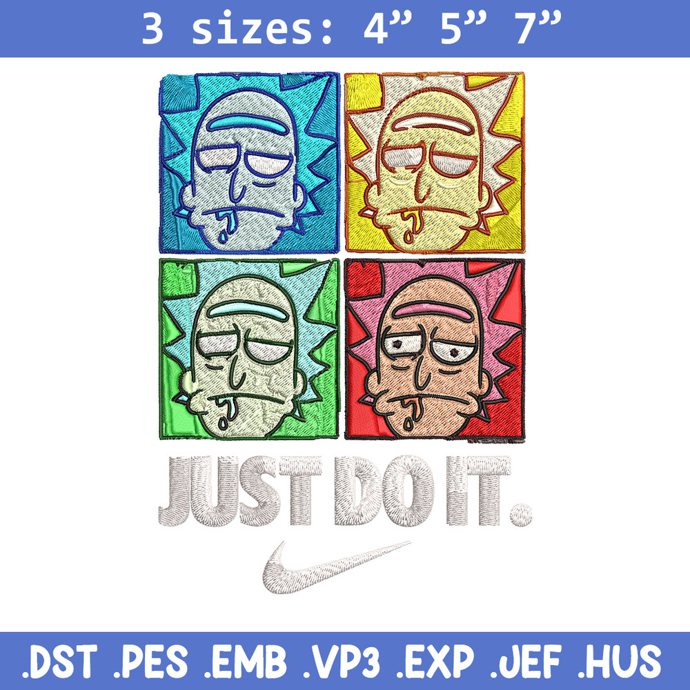 Rick and Morty x Just Rick It Embroidery design, Cartoon Embroidery, Nike design, Embroidery file, Instant download.jpg