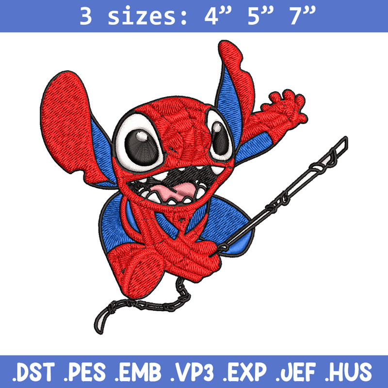 Stitch Spiderman Embroidery design, Stitch Embroidery, Embroidery File, cartoon design, logo shirt, Digital download..jpg