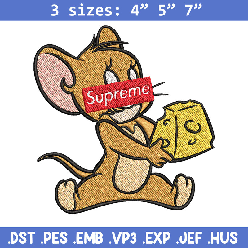 Supreme Cartoon Jerry Embroidery design, Disney cartoon Embroidery, cartoon design, Embroidery File, Digital download.jpg