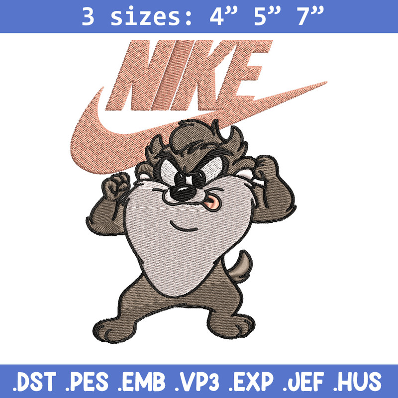 Tasmanian Devil Nike Embroidery design, cartoon Embroidery, Nike design, Embroidery file, Instant download..jpg
