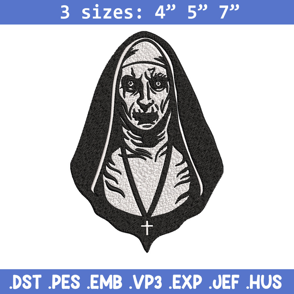 The Nun Embroidery design, The Nun logo Embroidery, Horror design, Embroidery File, logo shirt, Digital download..jpg