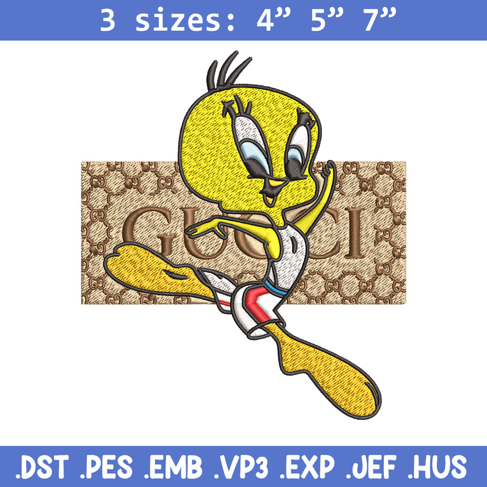 Tweety Gucci Embroidery design, Tweety Gucci cartoon Embroidery, cartoon design, Embroidery File, Digital download..jpg