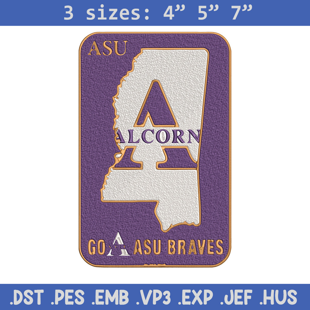Alcorn State logo embroidery design, Logo embroidery, Sport embroidery, logo sport embroidery, Embroidery design.jpg