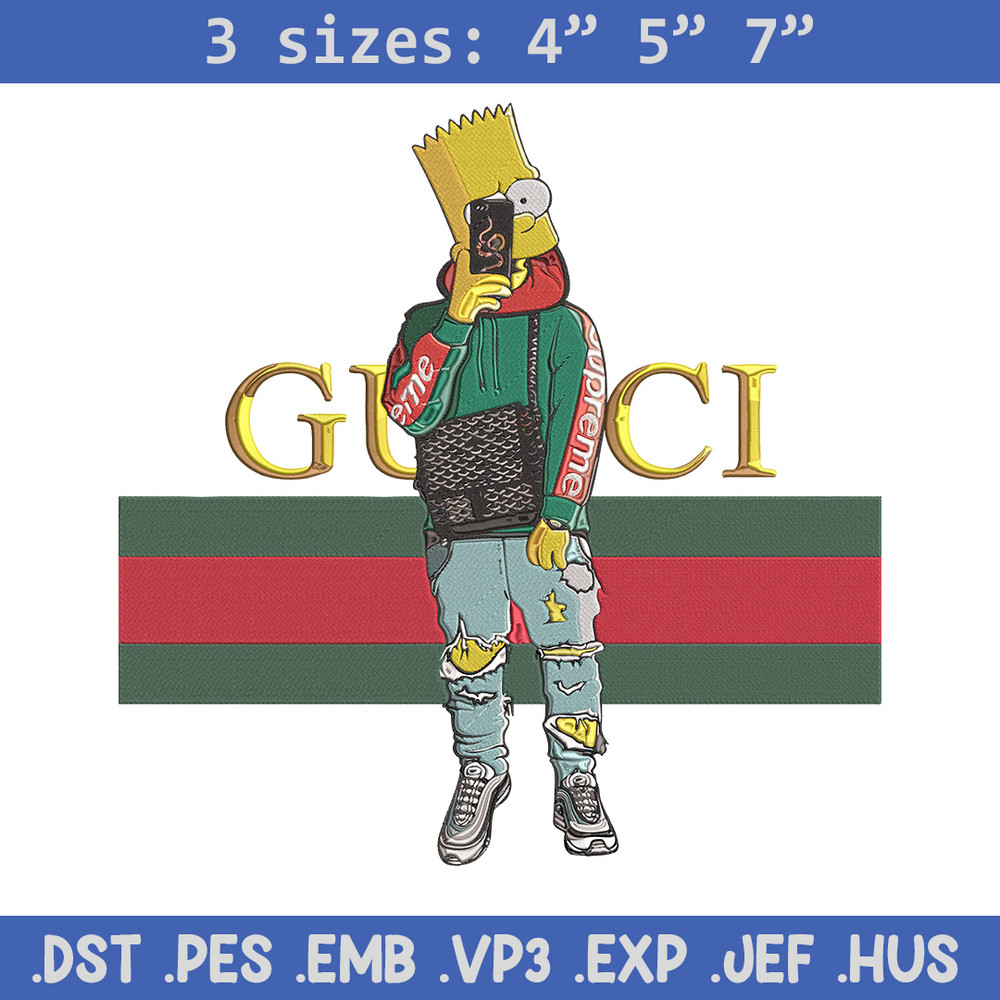 Bart Simpson Embroidery Design, Simpson Embroidery, Embroidery File, Anime Embroidery, Gucci shirt, Digital download.jpg