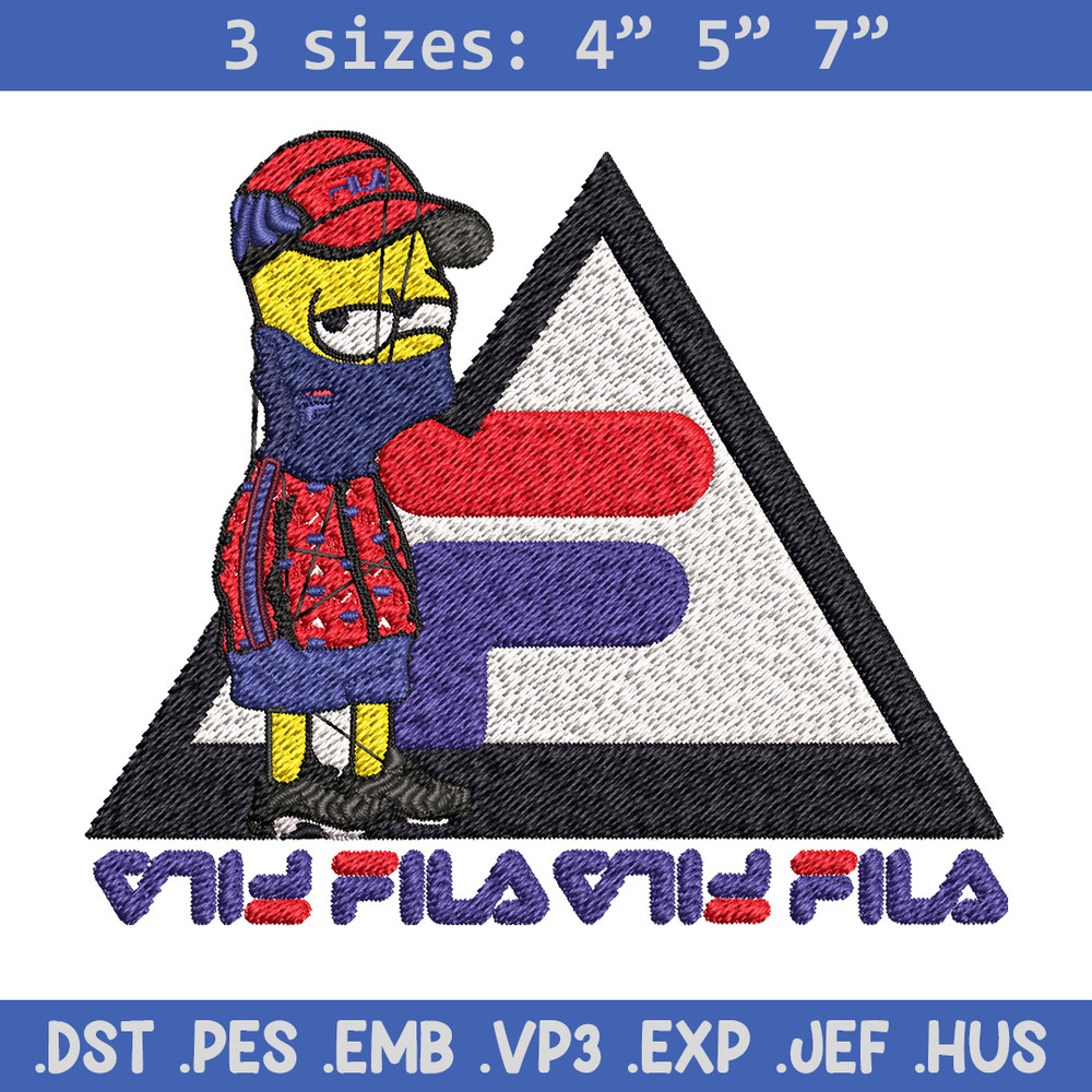 Bart Simpson Fila Embroidery design, Simpson Fila Embroidery, logo design, Embroidery File, Fila logo, Instant download..jpg