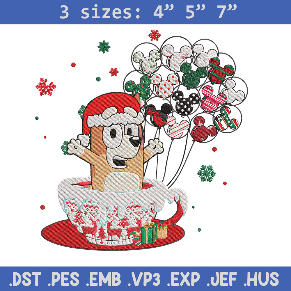 Bingo chrismas Embroidery Design, Bluey Embroidery, Embroidery File, Chrismas Embroidery, Anime shirt, Digital download.jpg