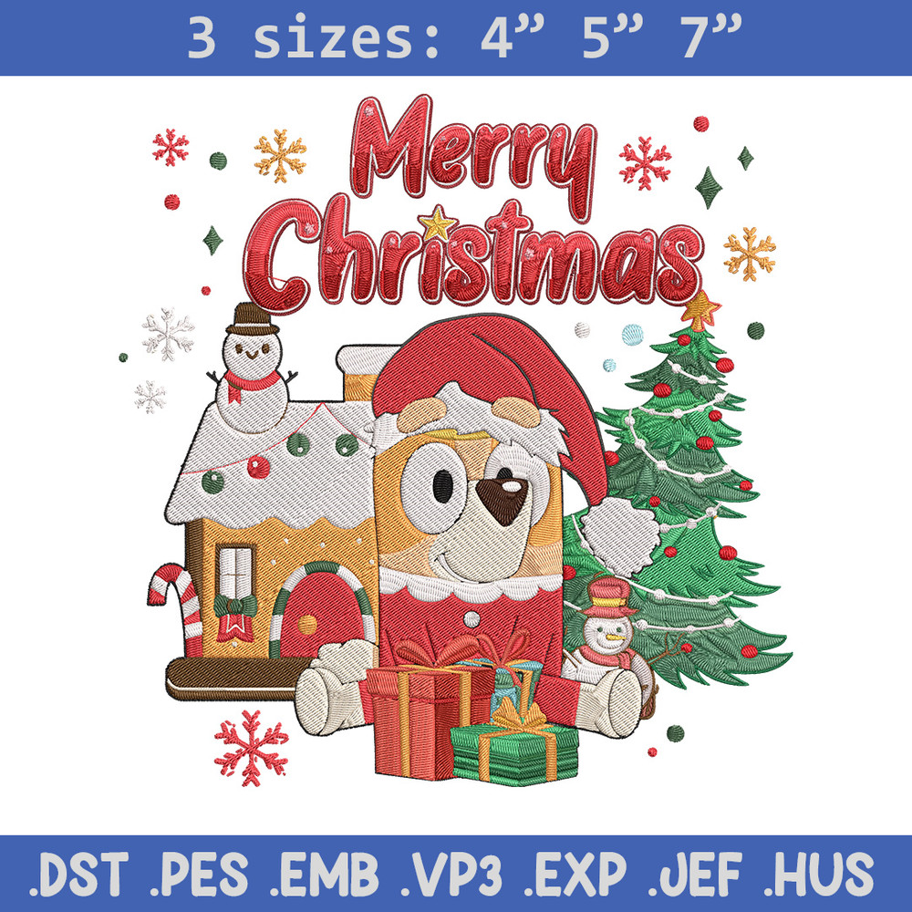 Bingo merry chrismas Embroidery Design,Bluey Embroidery, Embroidery File, Chrismas Embroidery, Digital download.jpg