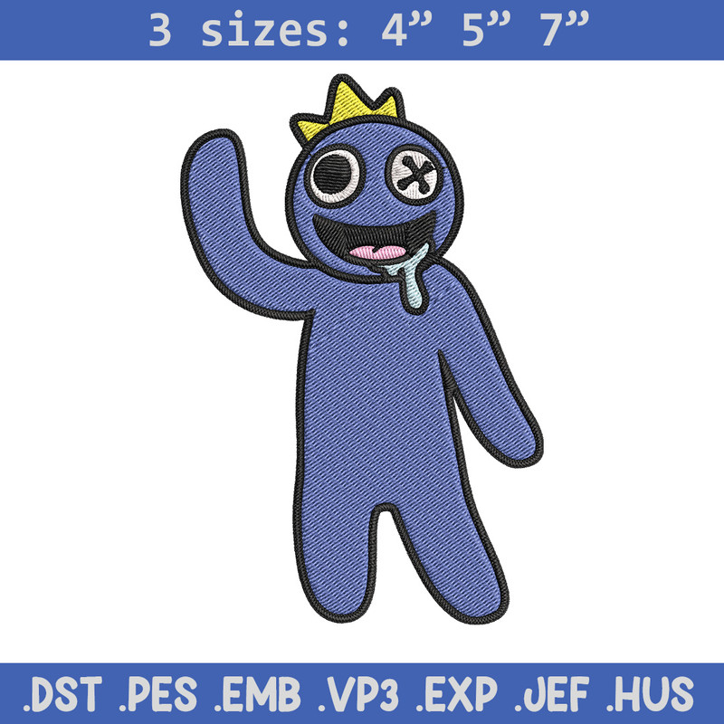 Blue Rainbow Embroidery Design, Rainbow Friends Embroidery, Embroidery File, Anime Embroidery, Digital download..jpg