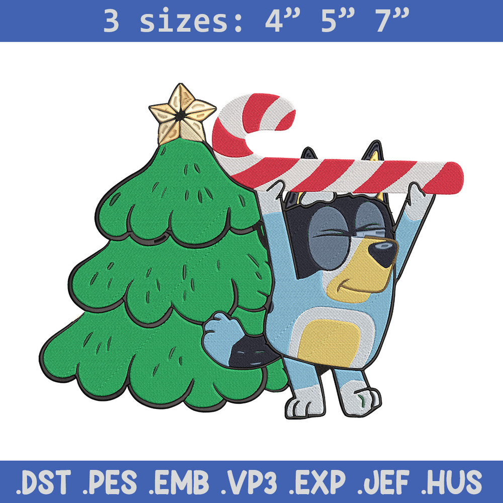 Bluey chrismas Embroidery Design, Bluey Embroidery, Embroidery File, Chrismas Embroidery, Anime shirt, Digital download.jpg