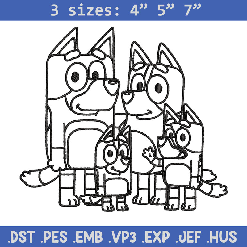 Bluey family Coloring Pages Embroidery, Bluey cartoon Embroidery, Embroidery File, cartoon design, Digital download..jpg