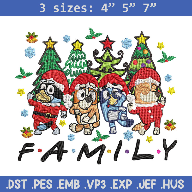 Bluey family Embroidery Design, Bluey Embroidery, Embroidery File, Chrismas Embroidery, Anime shirt, Digital download..jpg