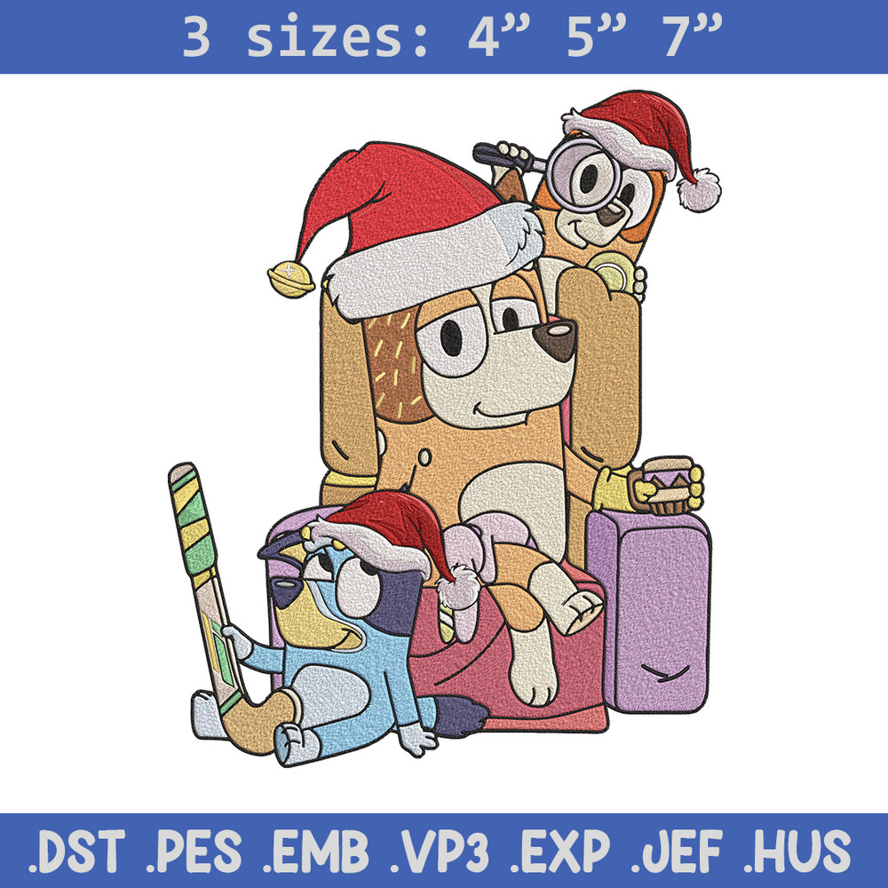 Bluey family Embroidery Design, Bluey Embroidery, Embroidery File, Chrismas Embroidery,Anime shirt, Digital download..jpg