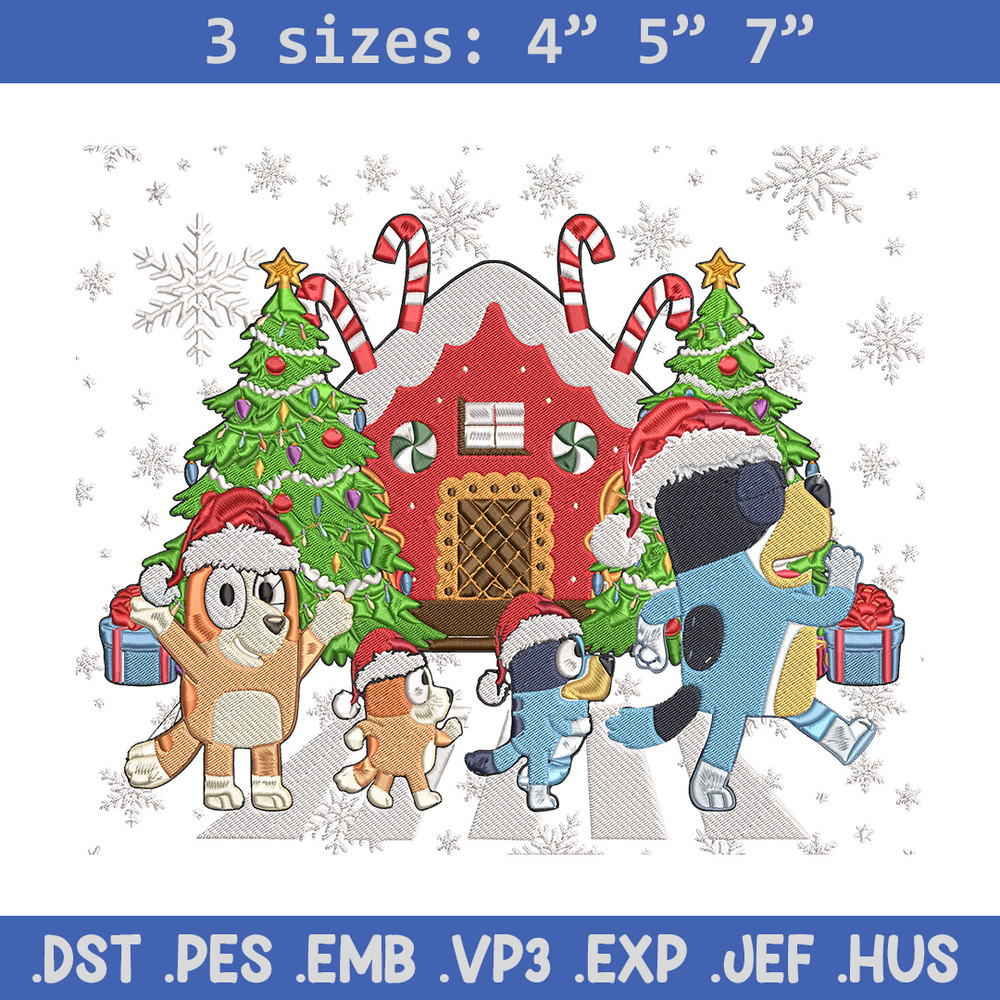 Bluey family Embroidery Design,Bluey Embroidery, Embroidery File, Chrismas Embroidery, Anime shirt, Digital download.jpg