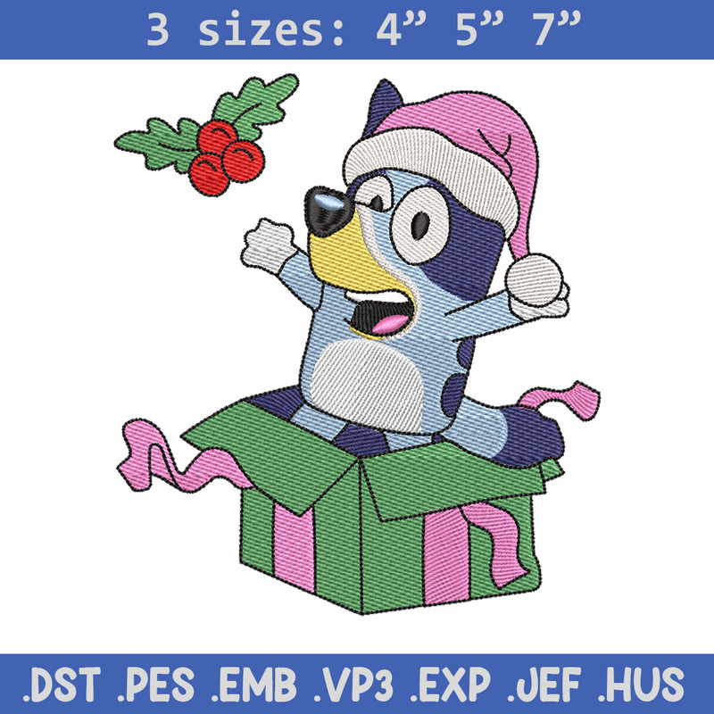 Bluey merry embroidery design, Bluey embroidery, Chrismas design, Embroidery file, Embroidery shirt, Digital download.jpg