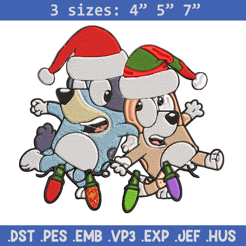 Bluey x Bingo Embroidery Design, Bluey Embroidery, Embroidery File, Chrismas Embroidery, Anime shirt, Digital download..jpg