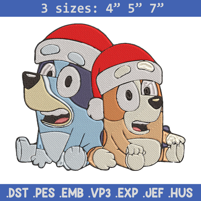 Bluey x Bingo Embroidery Design, Bluey Embroidery, Embroidery File, Chrismas Embroidery, Anime shirt, Digital download.jpg