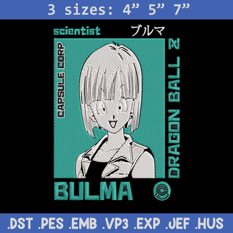 Bulma poster Embroidery Design, Dragonball Embroidery, Embroidery File, Anime Embroidery, Anime shirt, Digital download..jpg