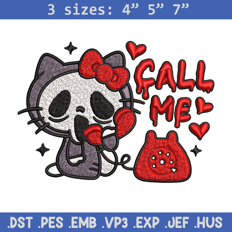 Call Me Scream Hello Kitty Embroidery design, Hallokitty Embroidery, cartoon design, Embroidery File, Digital download..jpg