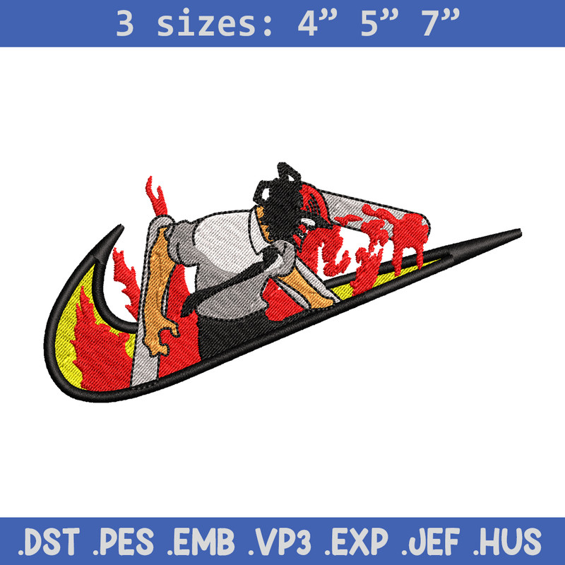 Chainsaw man Nike embroidery design, Chainsaw man embroidery, Nike design, anime design, anime shirt, Digital download.jpg