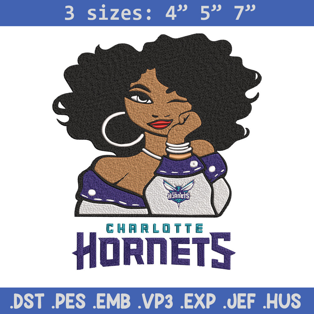 Charlotte Hornets girl embroidery design, NBA embroidery, Sport embroidery, Embroidery design, Logo sport embroidery..jpg